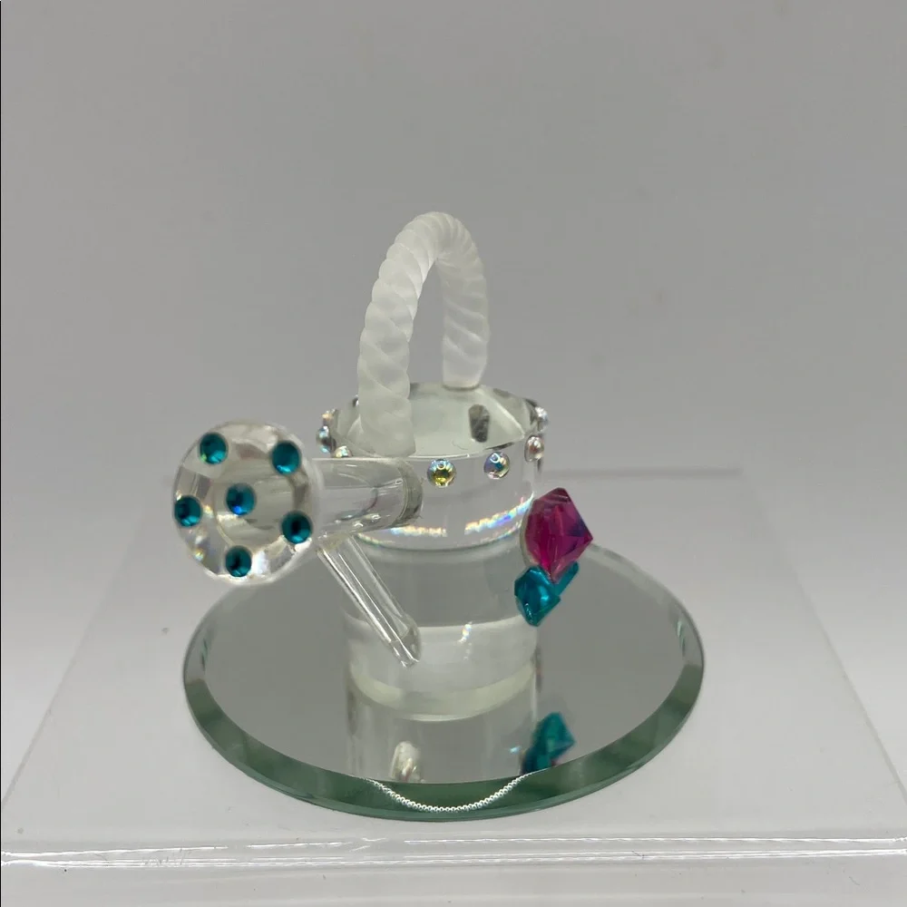 Crystallite Crystal Miniature Crystal Watering Can With Mirror Base